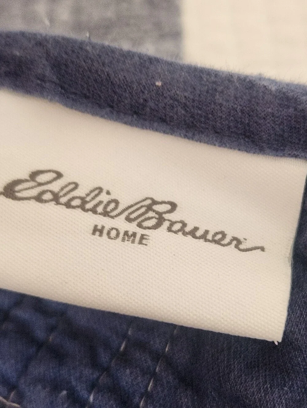 EDDIE BAUER Quilt Full Queen 1 Sham Blue Plaid Reversible Cotton Cottage Home